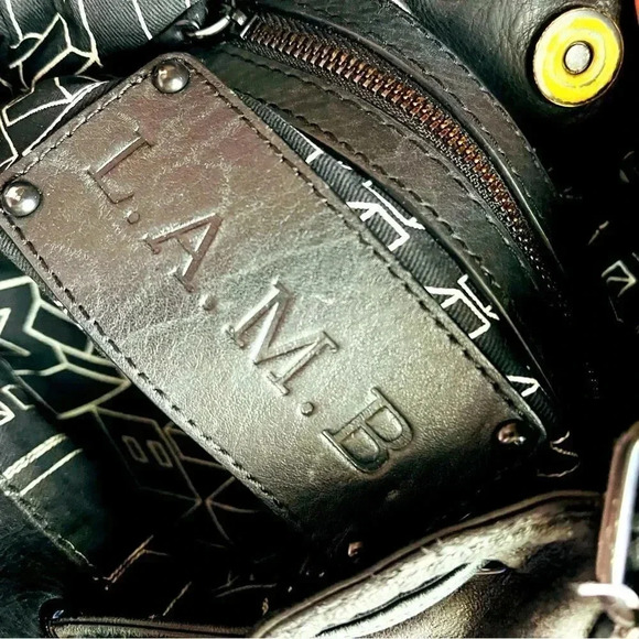 L.A.M.B. Gwen Stefani Rare Leather Drawstring Bucket Crossbody Bag - Picture 10 of 11